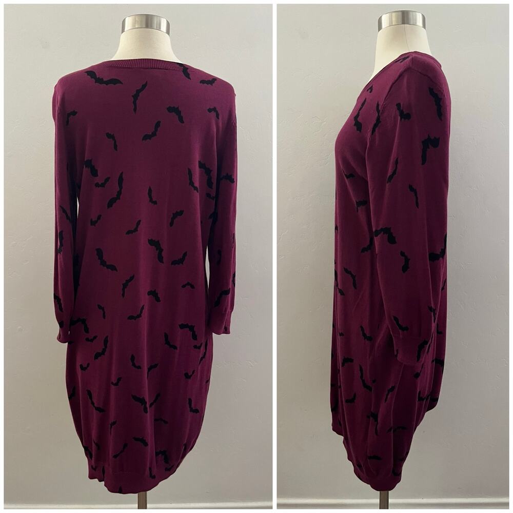 ModCloth XL Knit The Mark Sweater Dress in Bats Halloween October Witchy Spooky - Picture 11 of 12